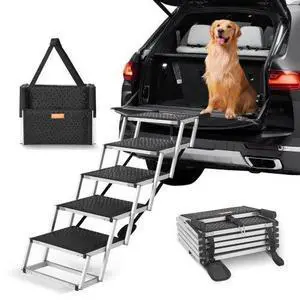 VEVOR Dog Stair for Cars 5-step Folding Dog Steps Aluminum Loads up to 150 lbs