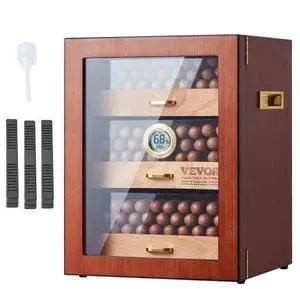 VEVOR 150 Cigar Humidor Cabinet Cedar Cigar Box Humidifier & Hygrometer & Shelve