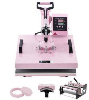 VEVOR Heat Press Machine 15x15 in 5 in 1 with 30oz Tumbler Press T-Shirts Pink