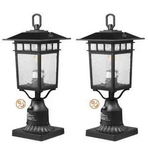 VEVOR 2 PCs Dusk to Dawn Outdoor Lamp Post Light Fixture 15.75in Pole Pier Mount