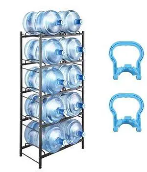 VEVOR 5-Tier Water Jug Holder Double Row Water Bottle Rack for 10 Bottles Black