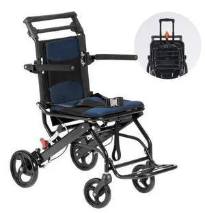 VEVOR Wheelchair Aluminum Alloy Transport Chair Foldable 15.75-In W Seat 220lbs