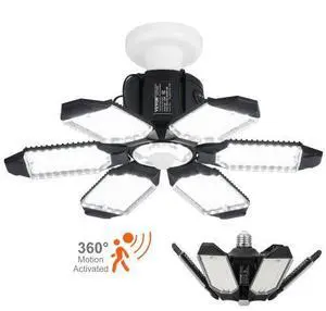 VEVOR LED Garage Light 15000LM 2 Packs Deformable Bright Shop Ceiling Light