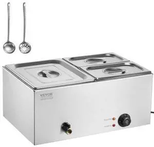 VEVOR Commercial Electric Food Warmer 3-Pan Countertop Buffet 17QT Bain Marie