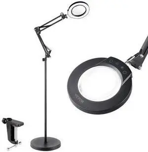 VEVOR 5X Floor Magnifying Glass with Light and Stand LED 5 Color Modes 3-in-1