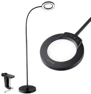 VEVOR 5X Floor Magnifying Glass with Light and Stand Flexible Gooseneck LED