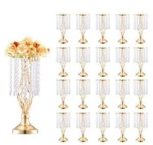VEVOR 20PCS 43cm/16.9 Tall Crystal Wedding Flower Stand Vase for Party Decor