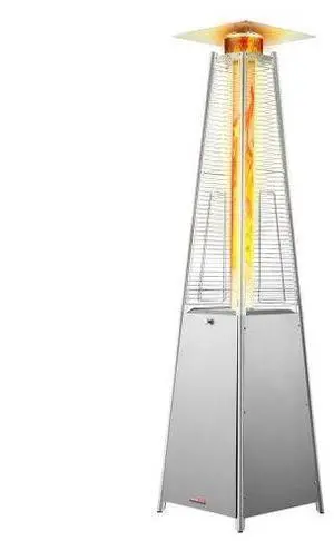 VEVOR Propane Patio Heater 48000BTU Pyramid w/Wheels for Outdoor Patio Silver