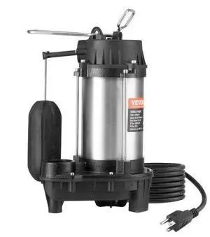 VEVOR Submersible Sewage Pump Water Pump 0.75HP 5000GPH 28 ft Lift for Basement