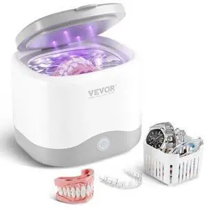 VEVOR Ultrasonic Cleaner,45kHz Ultrasonic Cleaner for Denture Cleaner, Retainer Cleaner, Mouth Guard Cleaner, Night Guard Cleaner, Retainer Cleaner Machine with 200ML Dental Cleaning Pod