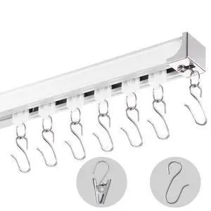 VEVOR Ceiling Curtain Track Set 11.8 FT/3.6 Meter Room Divider with Hooks White