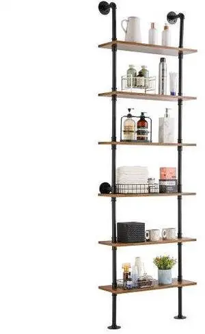 VEVOR Industrial Pipe Shelf 6 Tier 24x9.84in Wall-Mount for Kitchen Bedroom