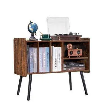 VEVOR Record Player Stand, Turntable Stand Holds Up to 220 Albums, Vintage Vinyl Record Cabinet with Removable Shelves, Record Player Table with Adjustable Height for Living Room, Bedroom, Brown