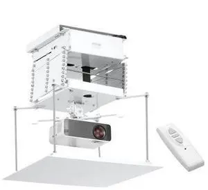 VEVOR Motorized Projector Lift, Electric Projector Lift Adjustable Height 59 in, Hidden Projector Ceiling Mount with Remote and Wired Control, Ideal for Movies, Home, Office, Stage and Studio, White