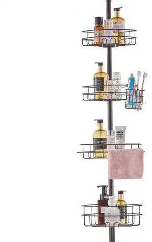 VEVOR 56" to 114" High Shower Corner Caddy Tension Pole Rust-Proof Tension Pole