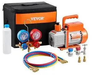 VEVOR 3.5 CFM HVAC Single Stage Rotary Vane Vacuum Pump and Manifold Gauge Kit