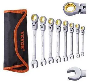 VEVOR Flex-Head Ratcheting Wrench Set 8 PC Metric 8 mm-17 mm with Roll-up Pouch VEVOR Flex-Head Ratcheting Wrench Set 8 PC Metric 8 mm-17 mm with Roll-up Pouch