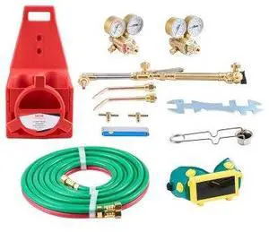 VEVOR Oxygen Acetylene Torch Kit 14PCS Gas Welding Cutting Set & Cylinder Holder