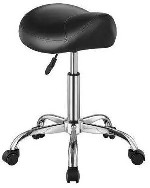 VEVOR Saddle Stool Swivel Stool with Wheels PU Leather Height Adjustable Black