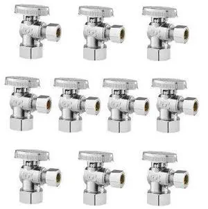 VEVOR 10-Pack Angle Stop Valve 1/4 Turn 5/8" OD (1/2" NOM) x 3/8" OD Compression