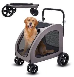VEVOR Pet Stroller 4-Wheels Dog Stroller Carrier 160lbs Weight Capacity Portable