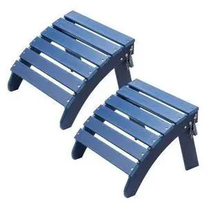 VEVOR Adirondack Ottoman 2 Set 18.7L x 18.9W x 13.8H Inch HDPE Folding Footrest Blue