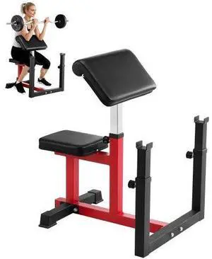 VEVOR Preacher Curl Bench Adjustable Home Gym Biceps Machine Barbell Equipment