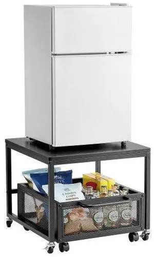 VEVOR Mini Fridge Stand with Storage 198lbs Storage Cart & Swivel Wheels Black
