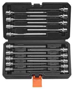 VEVOR Extra Long Allen Hex Bit Socket Set 18-Piece 3/8 inch Drive S2 Alloy Steel Cr-V