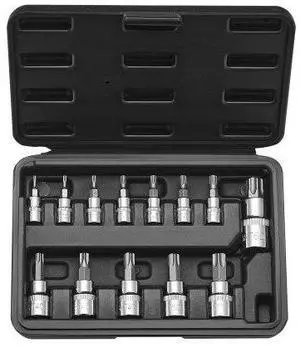 VEVOR Torx Bit Socket Set 13-Piece Star T8 - T60 Set S2 Alloy Steel and Cr-V Steel