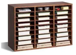 VEVOR Literature Organizer, 27 Compartments Office Mailbox with Removable Shelves, Wood Mailbox Sorter Particle Board Office Home Classroom Storage, File Sorter for File, Document, Paper, Dark Brown