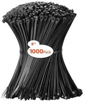 VEVOR 1000 Pack Cable Zip Ties 8-inch Cable Wire Ties & 45LBS High Tensile Strength