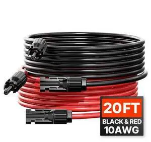 VEVOR 20FT Solar Panel Extension Wire with Female & Male Connectors 10AWG 1 Pair