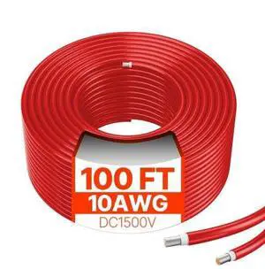 VEVOR 100FT Solar Panel Extension Cable 10AWG Waterproof PV 6mm² Cable Red