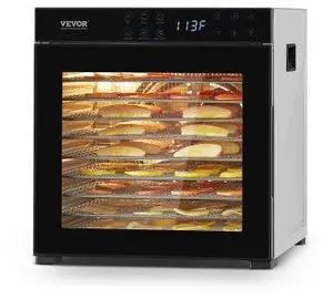 VEVOR 10 Trays Food Dehydrator Machine Stainless Steel 1000W Jerky Meat Fruit Drying