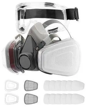 VEVOR Respirator Mask Reusable Half Face Cover with Safety Glasses Filters for Dust VEVOR Respirator Mask Reusable Half Face Cover with Safety Glasses Filters for Dust