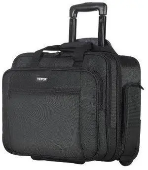 VEVOR Rolling Laptop Bag 17.3 Inch Wheeled Computer Bag for Work Women & Men Black
