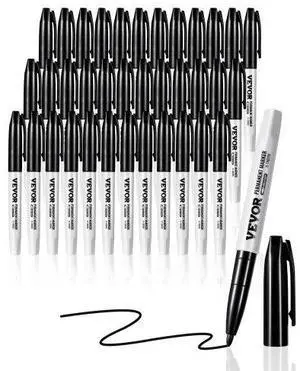 VEVOR Permanent Markers 36 Count Black Fine Tip Waterproof & Fade-Resistant