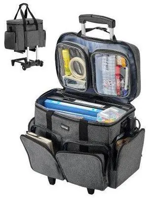 VEVOR Rolling Laptop Bag 15.6 Inch Wheeled Computer Bag for Teacher Women & Men Gray