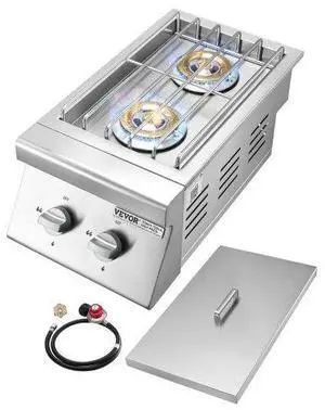 VEVOR Double Grilling Side Burners for Outdoor 2x15,000BTU Propane & Natural Gas