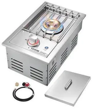 VEVOR Single Grilling Side Burner for Outdoor 17,000BTU Propane & Natural Gas