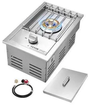 VEVOR Single Grilling Side Burner for Outdoor 15,000BTU Propane & Natural Gas