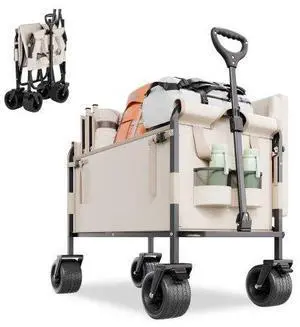 VEVOR Foldable Wagon Cart Converts to Bench 450lb Load & 220L Utility Wagon for Camp