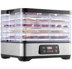 VEVOR Food Dehydrator Machine, 5-Tray Fruit Dehydrator, 300W Electric Food Dryer w/ Digital Adjustable Timer & Temperature for Jerky, Herb, Meat, Beef, Fruit, Dog Treats and Vegetables, ETL Listed