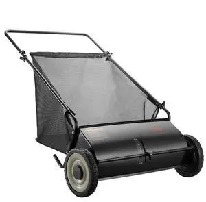 VEVOR Push Lawn Sweeper, 26 Inch Leaf & Grass Collector, Strong Rubber Wheels & Heavy Duty Thickened Steel Durable to Use with Large Capacity 7 ft³ Mesh Collection Bag, 4 Spinning Brushes