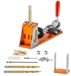 VEVOR 30 Pcs Pocket Hole Jig Kit, Adjustable & Easy to Use Pocket Hole Jig System with Step Drills, Drill Stop Rings, Wrenches, and Square Drive Bits, Dual Scale Marks for DIY Carpentry Projects