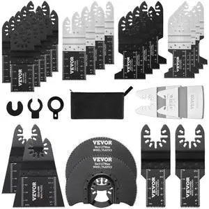 VEVOR 30PCS Multi Tool Blades Kits, Universal Quick Release Oscillating Saw Blades, 8 Types Wood Metal Plastic Oscillating Tool Blades, Fit Dewalt Bosch Milwaukee Hitachi Chicago Craftsman