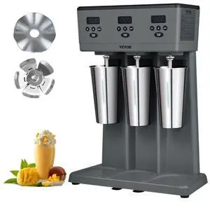 VEVOR Milkshake Maker, 375W x 3 Electric Milkshake Machine, Commercial Triple Heads Drink Mixer Blender, LED Intelligent Microswitch, 3-Speed Milkshake Mixer with 3 x 820 ml Stainless Steel Cups