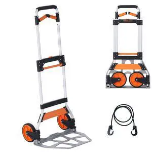 VEVOR Folding Hand Truck, 309 lbs Load Capacity, Aluminum Portable Cart, Convertible Hand Truck and Dolly with Telescoping Handle and PP+TPR Wheels, Ultra Lightweight Super Strong for Moving Warehouse