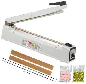 VEVOR Impulse Sealer 16 inch, Manual Heat Sealing Machine with Adjustable Heating Mode, Aluminum Shrink Wrap Bag Sealers for Plastic Mylar PE PP Bags, Portable Poly Bag Sealer with Extra Replace Kit